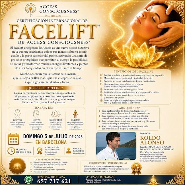 en BARCELONA 5 JULIO Formación Internacional Practicante FACELiFT de Access con Koldo Alonso en CATALUÑA 2026