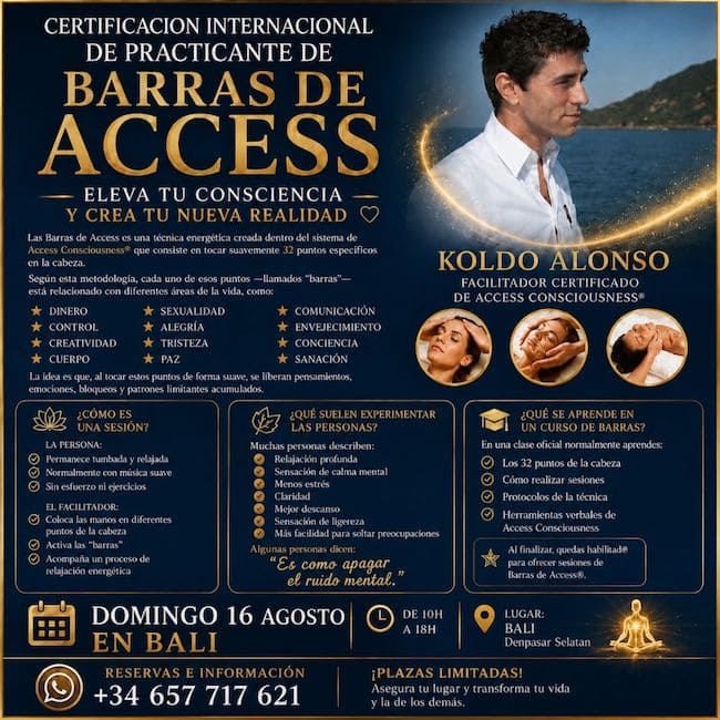 en BALI DOMINGO 16 AGOSTO Certificacioninternacional barras de access con Koldo Alonso en INDONESIA 2026